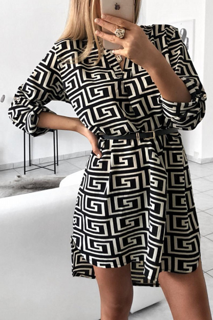 Vestidos rectos con cuello vuelto y estampados de moda (6 colores)