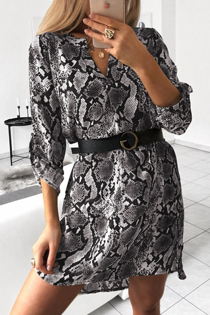 Vestidos rectos con cuello vuelto y estampados de moda (6 colores)