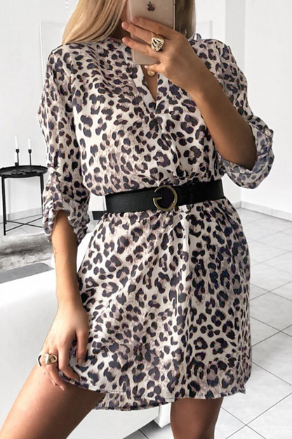 Vestidos rectos con cuello vuelto y estampados de moda (6 colores)