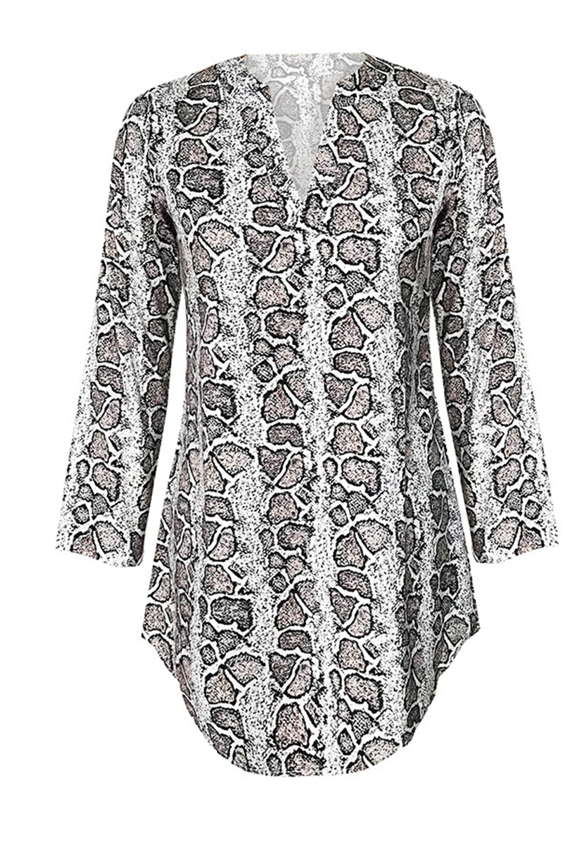Vestidos rectos con cuello vuelto y estampados de moda (6 colores)