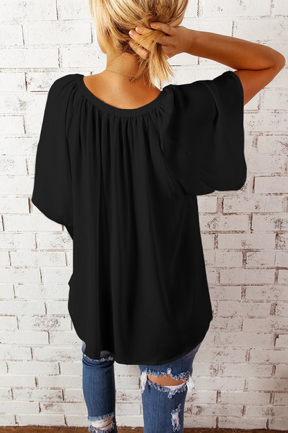 Camisetas casuales lisas con cuello en V y abertura en la parte superior (6 colores)