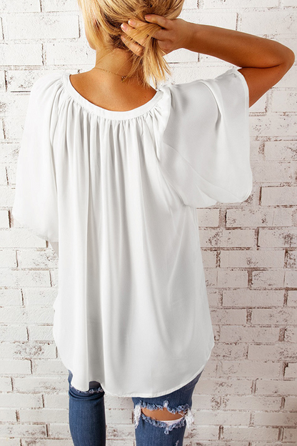 Camisetas casuales lisas con cuello en V y abertura en la parte superior (6 colores)