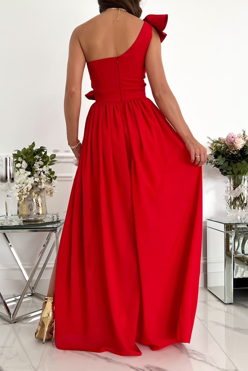 Vestidos casuales de falda pastel con volantes de un solo hombro (6 colores)