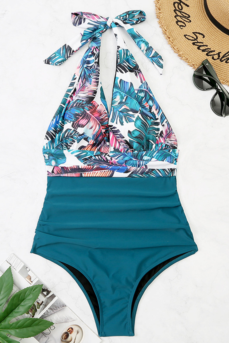 Trajes de baño de patchwork con estampado de vacaciones de moda (8 colores)