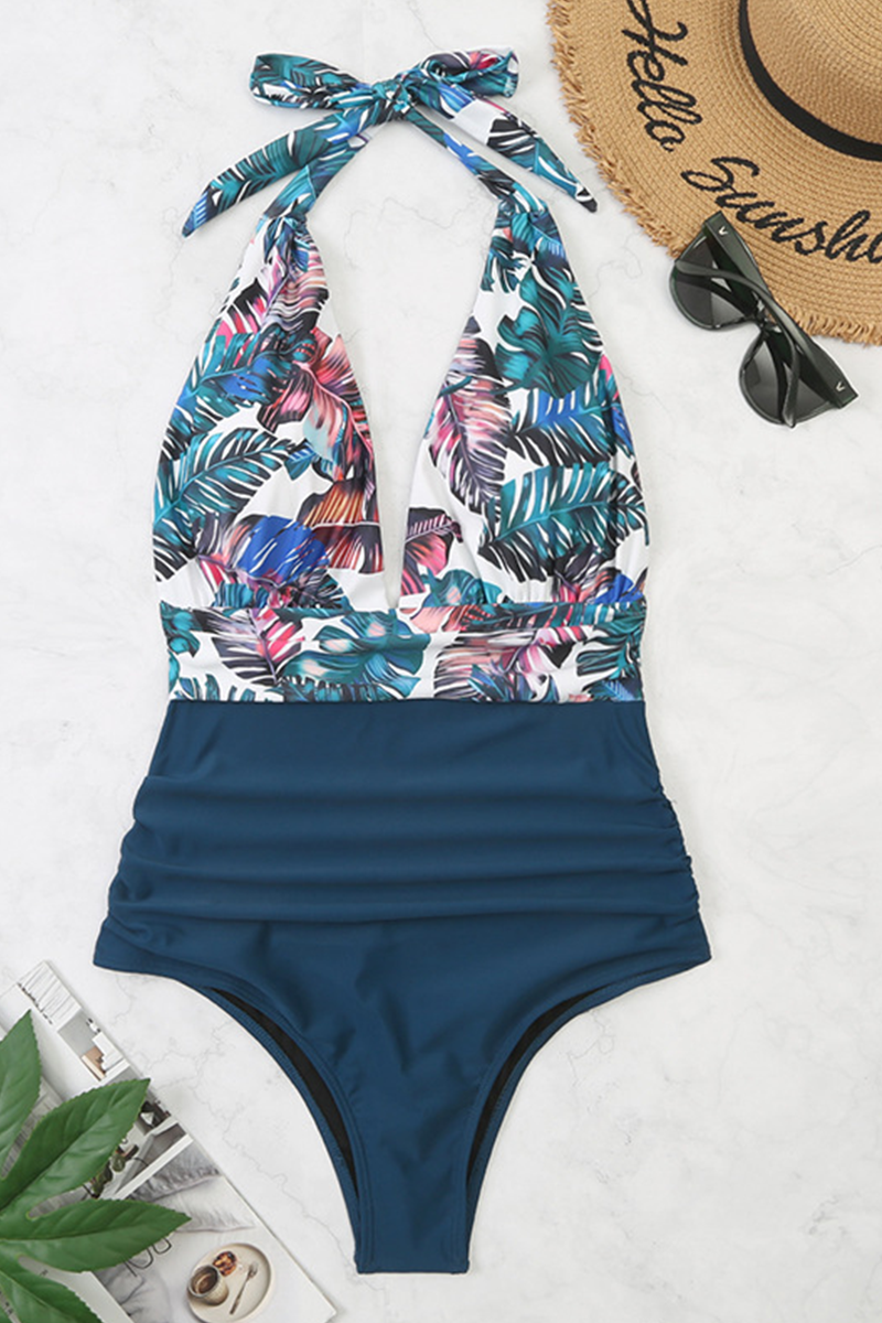 Trajes de baño de patchwork con estampado de vacaciones de moda (8 colores)