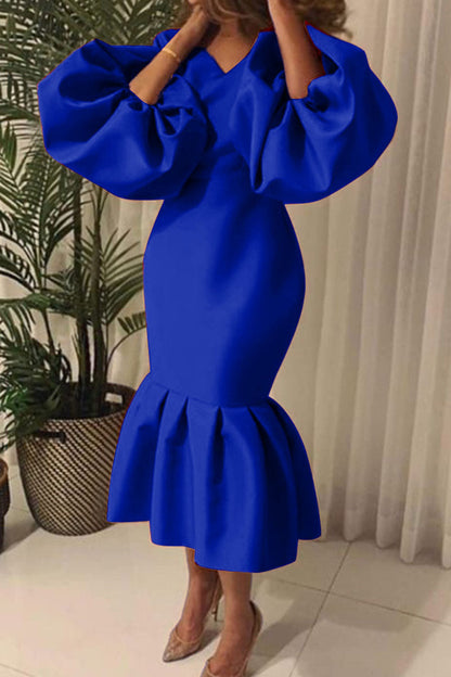 Vestido de noche sexy, liso, básico, con escote en V (6 colores)