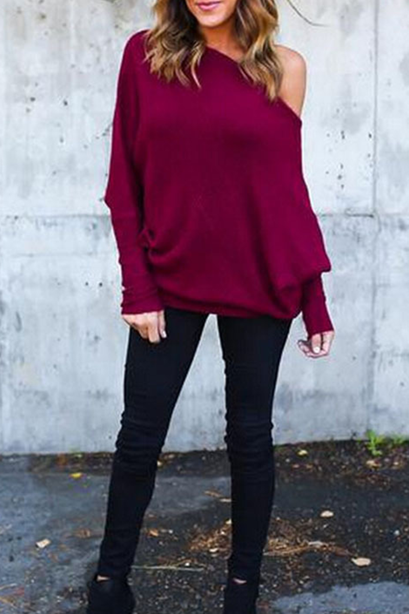 Blusa informal de un solo hombro con abertura en el pecho (7 colores)