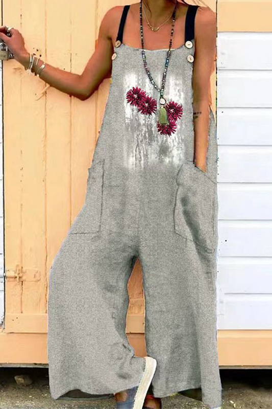 Mono holgado con cuello cuadrado y estampado de moda (6 colores)