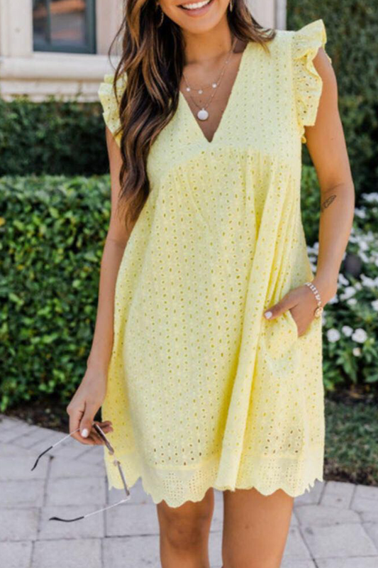 Vestidos de moda con encaje liso, cuello en V y falda pastel