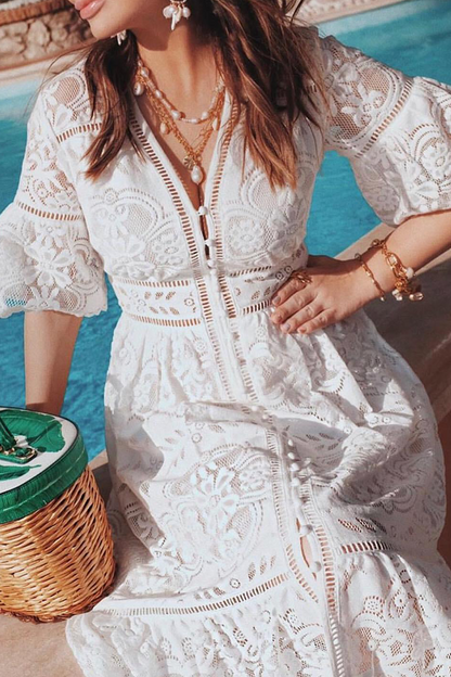 Vestidos de falda con escote en V y retazos sólidos de moda (3 colores)