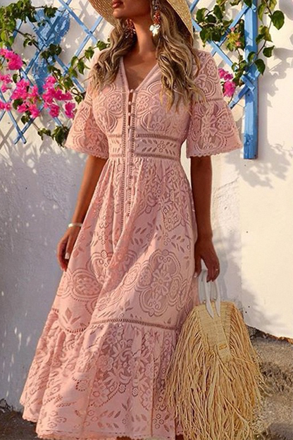 Vestidos de falda con escote en V y retazos sólidos de moda (3 colores)