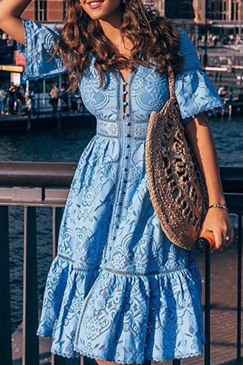 Vestidos de falda con escote en V y retazos sólidos de moda (3 colores)