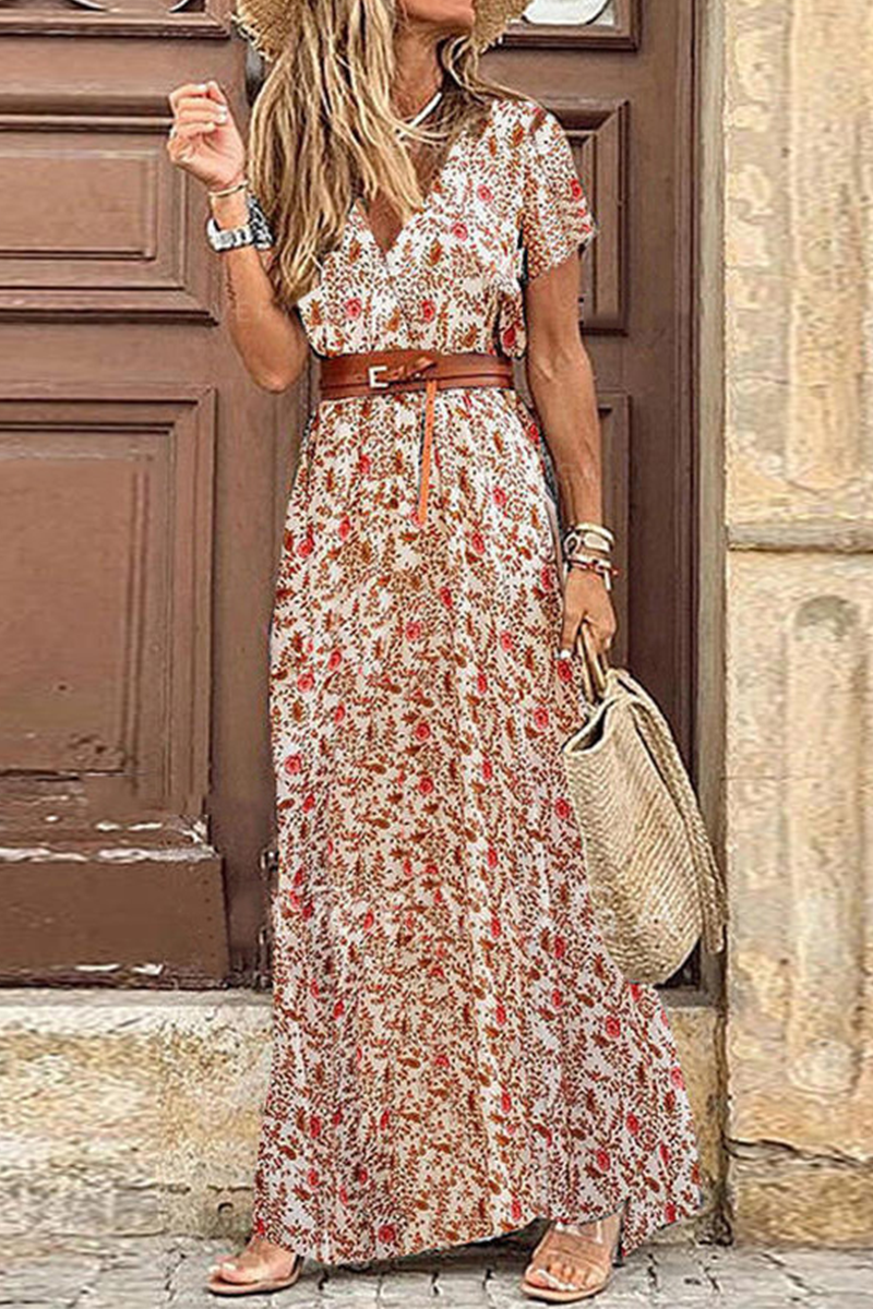 Vestidos de princesa con cuello en V y estampado elegante (3 colores)