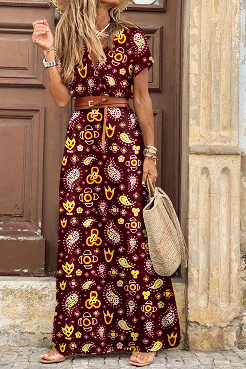 Vestidos de princesa con cuello en V y estampado elegante (3 colores)
