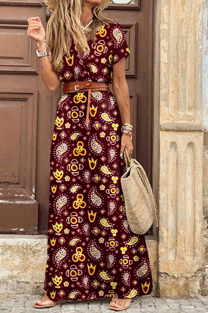 Vestidos de princesa con cuello en V y estampado elegante (3 colores)