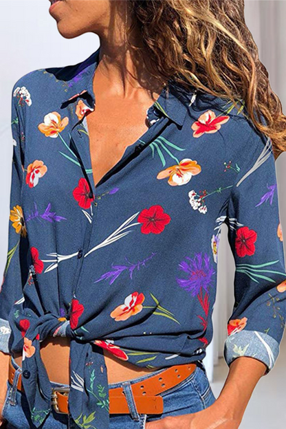Tops casuales con cuello vuelto y estampado de patchwork (4 colores)