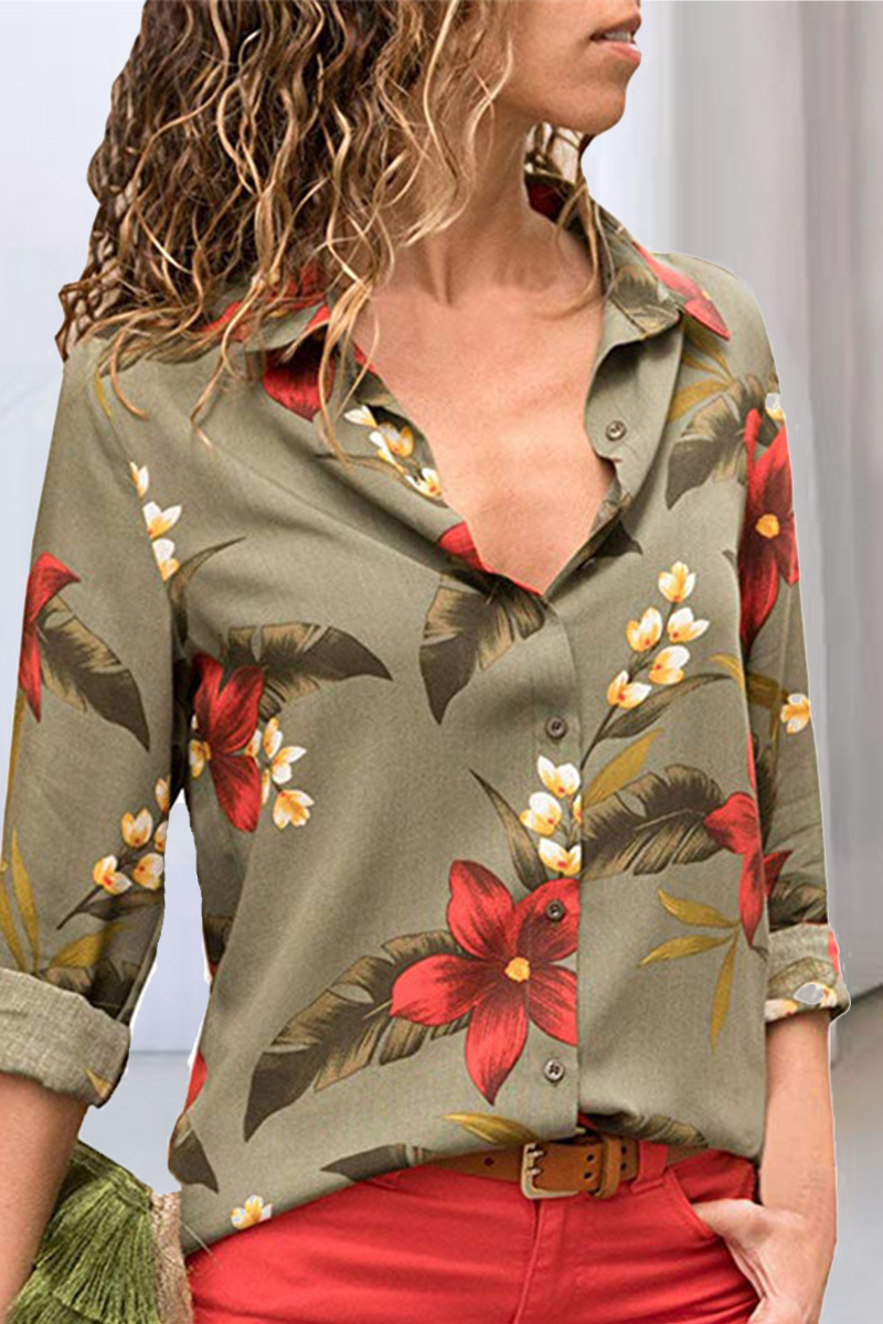 Tops casuales con cuello vuelto y estampado de patchwork (4 colores)