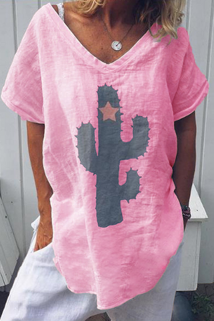 Camisetas con cuello en V y abertura en la parte delantera con estampado de moda (5 colores)