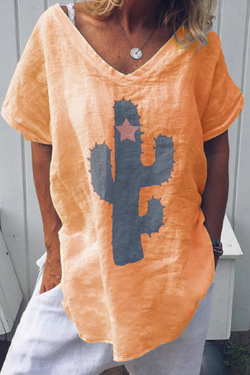 Camisetas con cuello en V y abertura en la parte delantera con estampado de moda (5 colores)