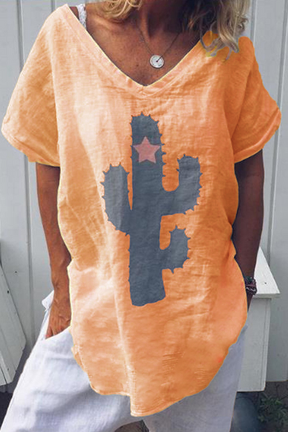 Camisetas con cuello en V y abertura en la parte delantera con estampado de moda (5 colores)
