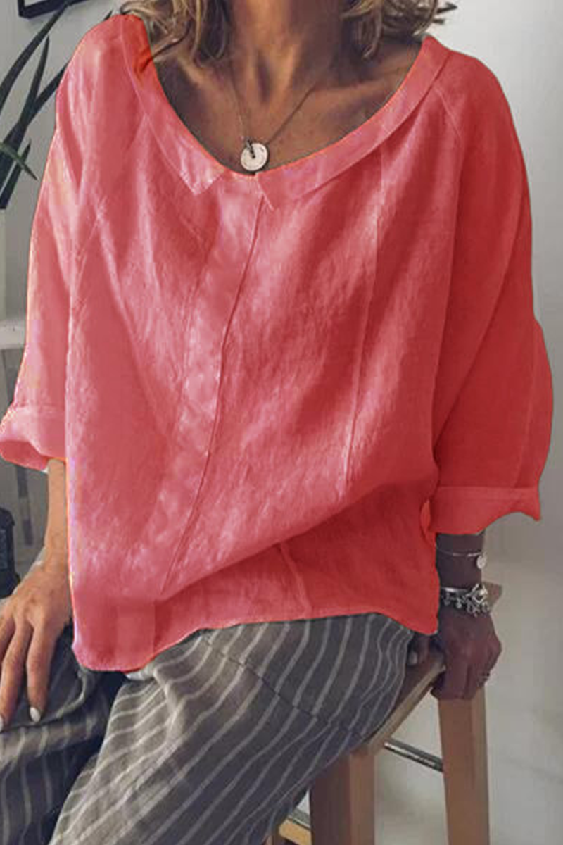 Tops de cuello redondo con parches sólidos de moda (5 colores)