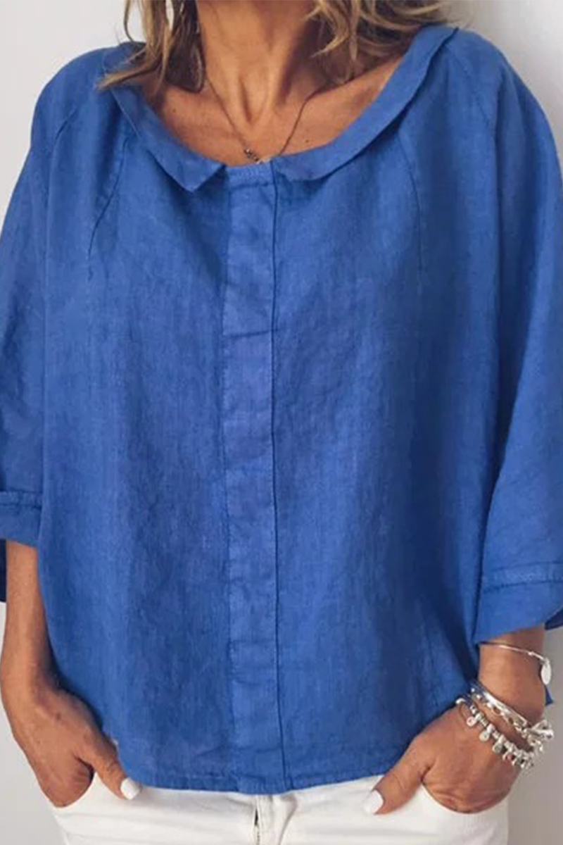 Tops de cuello redondo con parches sólidos de moda (5 colores)