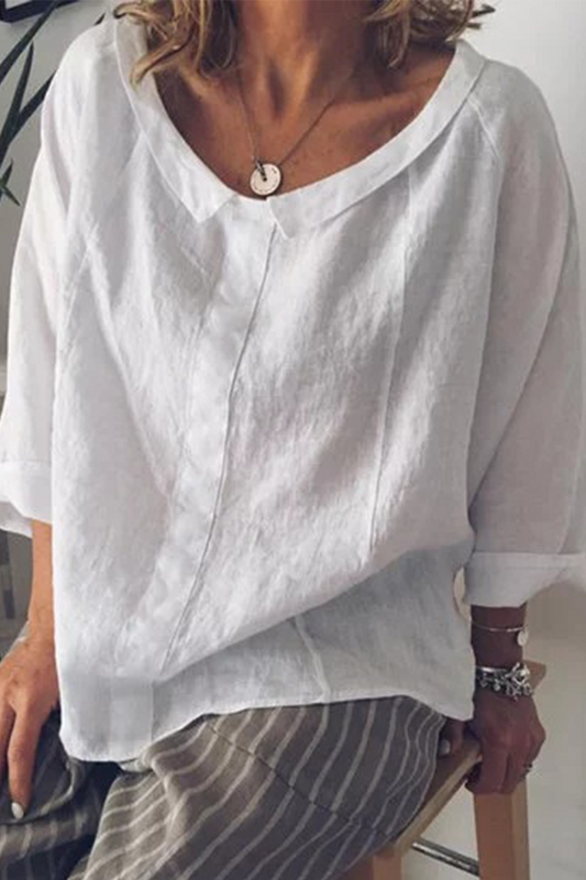 Tops de cuello redondo con parches sólidos de moda (5 colores)