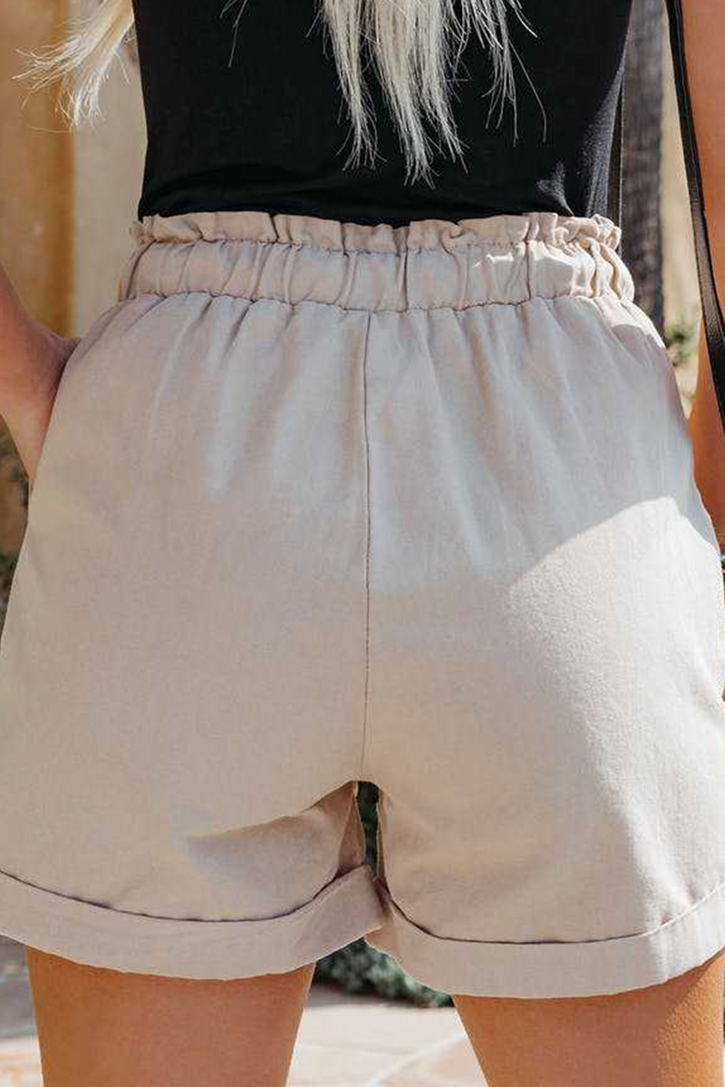 Pantalones casuales de cintura media rectos con hebilla sólida de color sólido