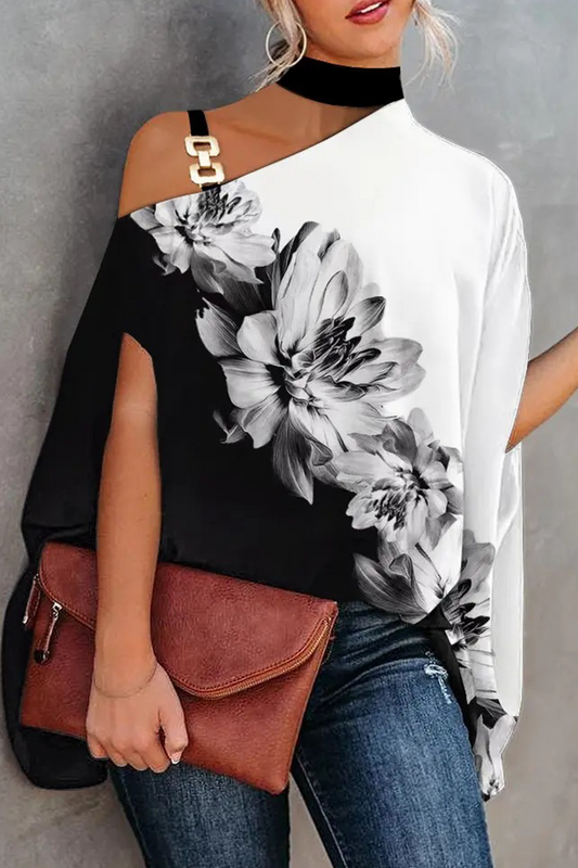 Tops de un solo hombro con estampado de patchwork de moda (5 colores)