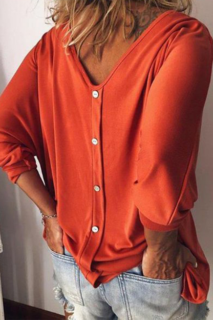 Camisetas casuales con cuello en V y hebilla sólida (5 colores)