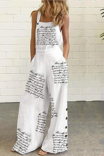 Mono holgado informal con estampado de patchwork, letras y cuello cuadrado