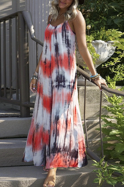 Vestidos rectos casuales con tirantes finos y efecto tie-dye de patchwork (7 colores)