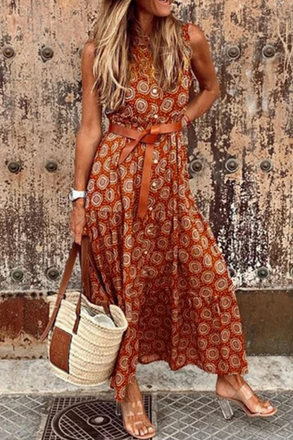 Vestido informal básico de cuello mandarín con hebilla de puntos y corte A (3 colores)