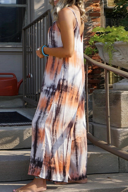 Vestidos rectos casuales con tirantes finos y efecto tie-dye de patchwork (7 colores)