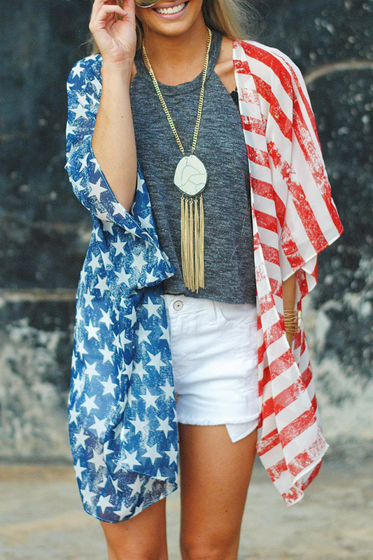 Tops casuales con cuello tipo cárdigan de patchwork a rayas