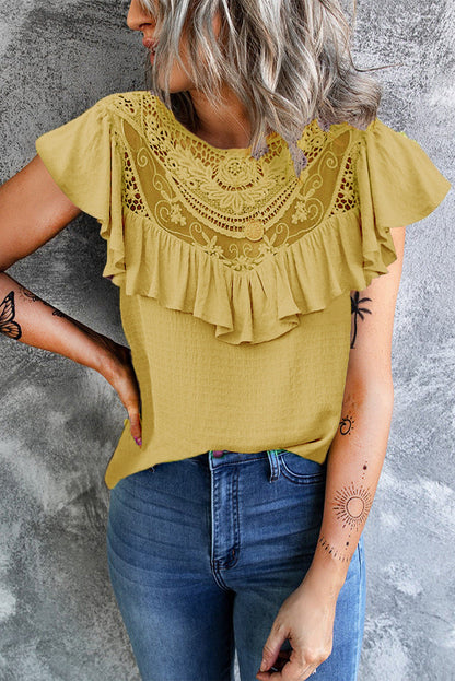 Casual Solid Flounce O Neck T-Shirts(8 Colors)