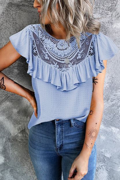 Casual Solid Flounce O Neck T-Shirts(8 Colors)