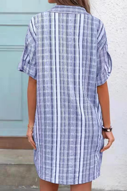 Casual Print Patchwork Turndown Collar Shirt Dress Dresses£¨3 colors£©