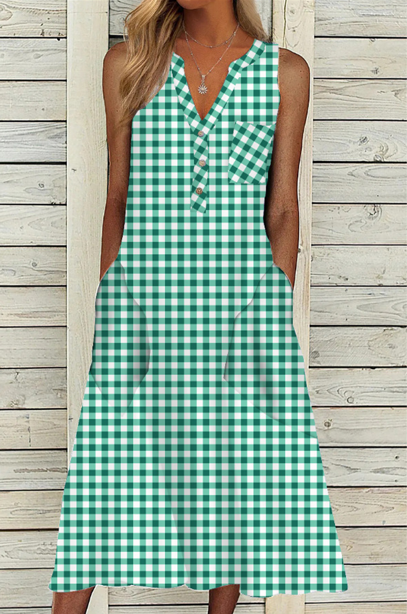 Vestidos rectos con cuello en V y estampado casual de patchwork (9 colores)
