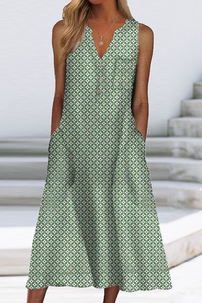 Vestidos rectos con cuello en V y estampado casual de patchwork (9 colores)