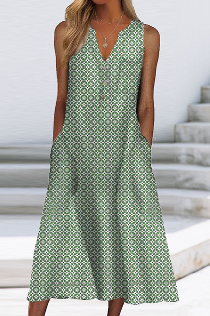 Vestidos rectos con cuello en V y estampado casual de patchwork (9 colores)