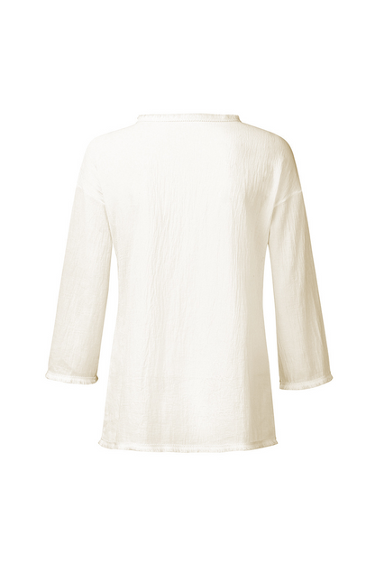 Tops casuales de cuello en U con parches sólidos (4 colores)