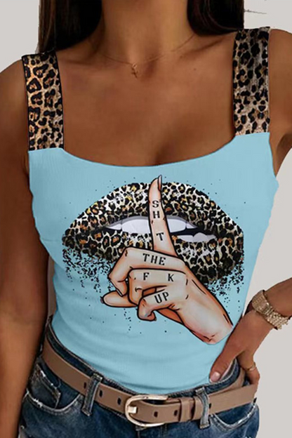 Blusa informal con estampado de leopardo y tirantes finos (4 colores)