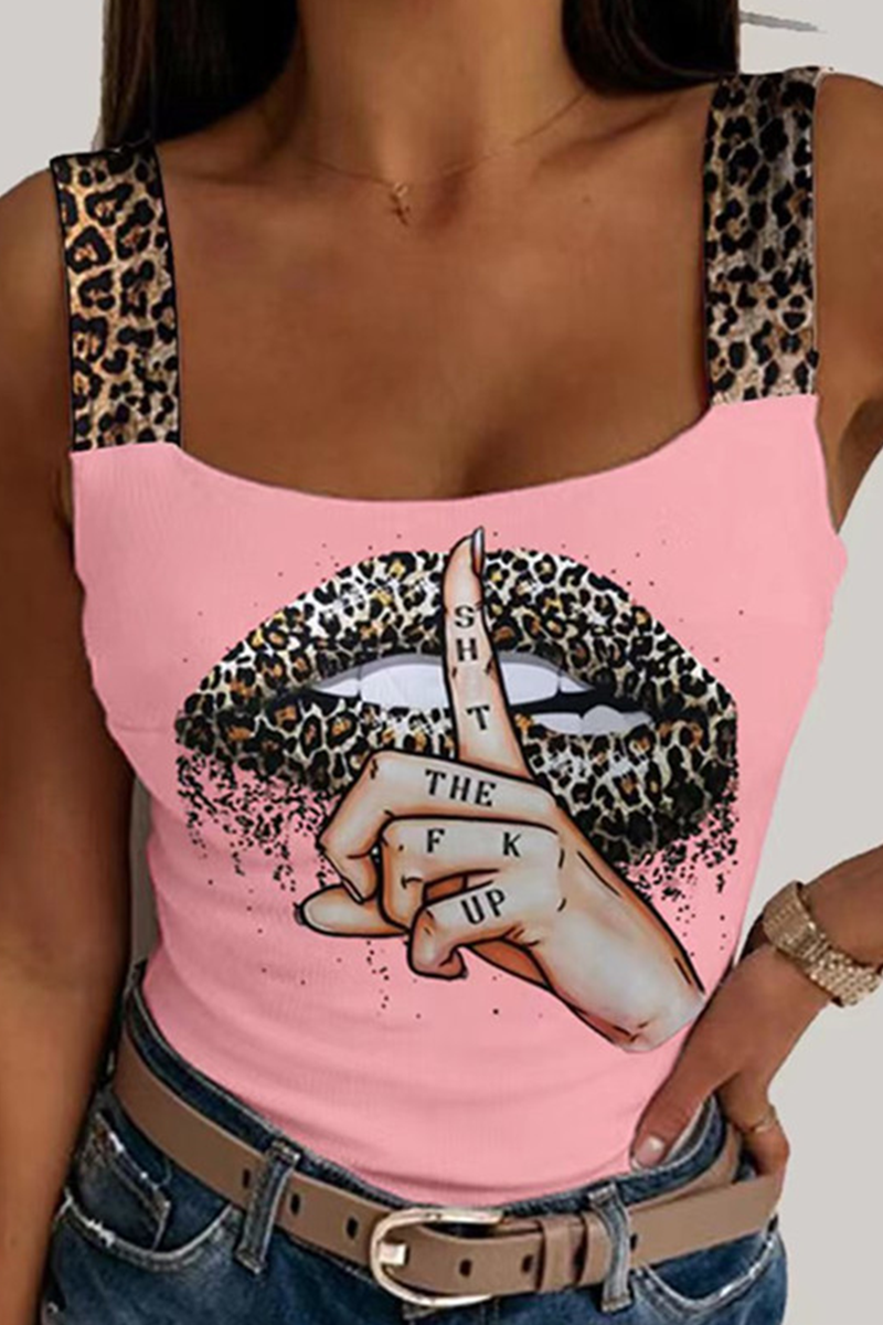 Blusa informal con estampado de leopardo y tirantes finos (4 colores)