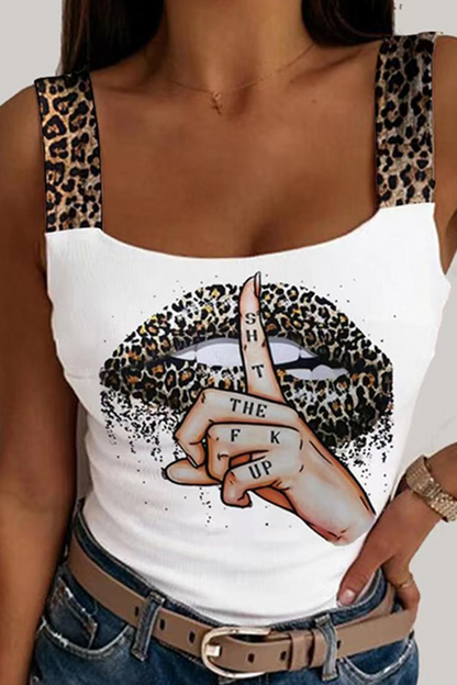 Blusa informal con estampado de leopardo y tirantes finos (4 colores)