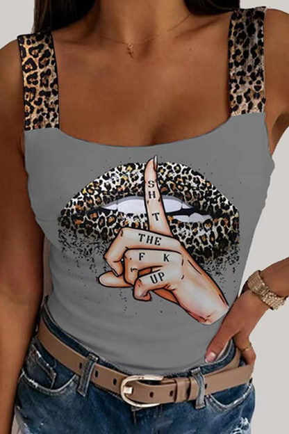 Blusa informal con estampado de leopardo y tirantes finos (4 colores)