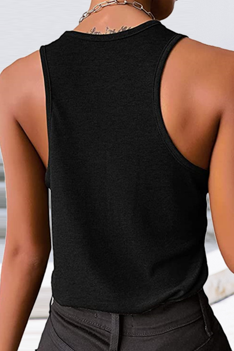 Tops casuales de cuello en U con parches sólidos (8 colores)