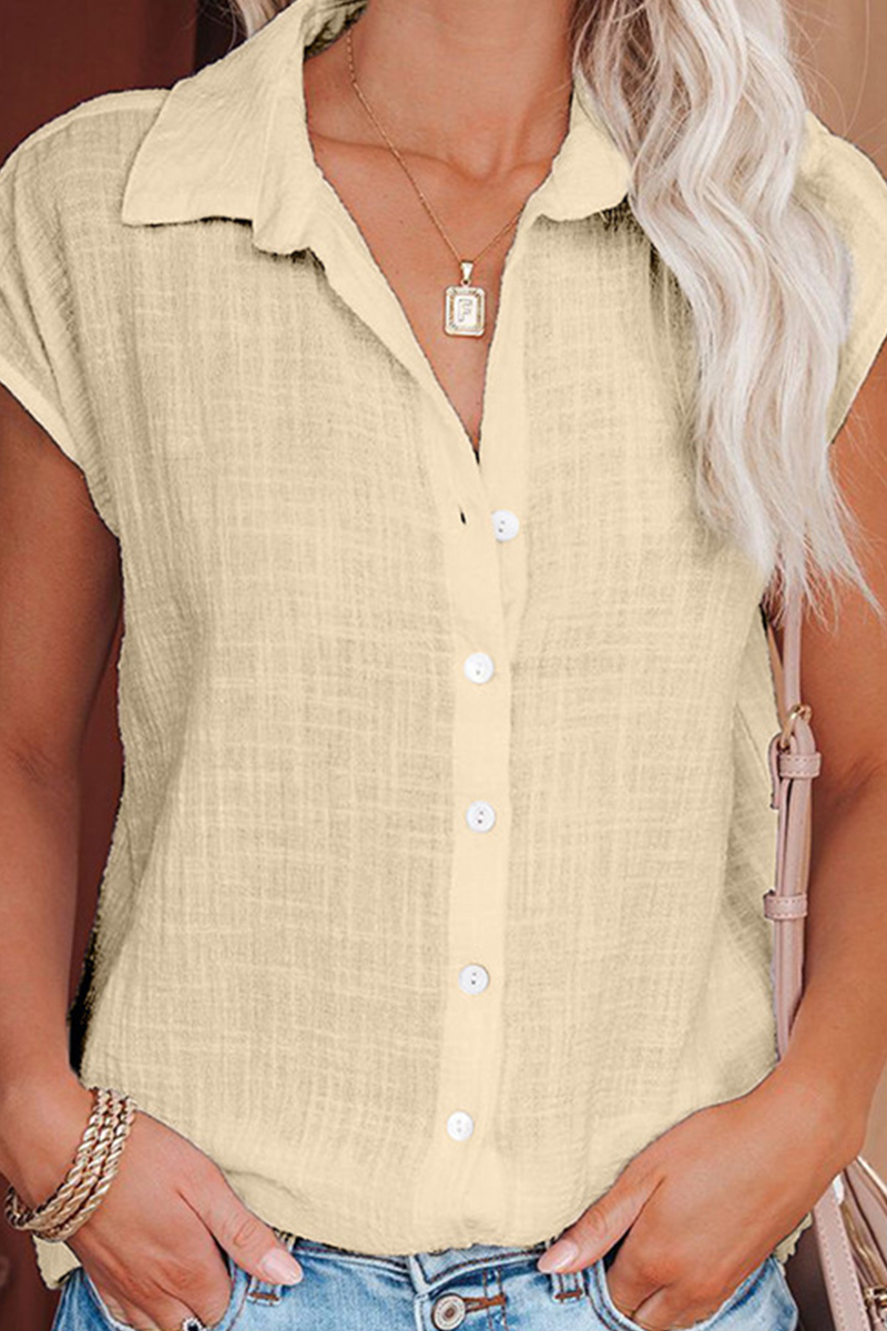 Blusas casuales de cuello vuelto con parches lisos (6 colores)
