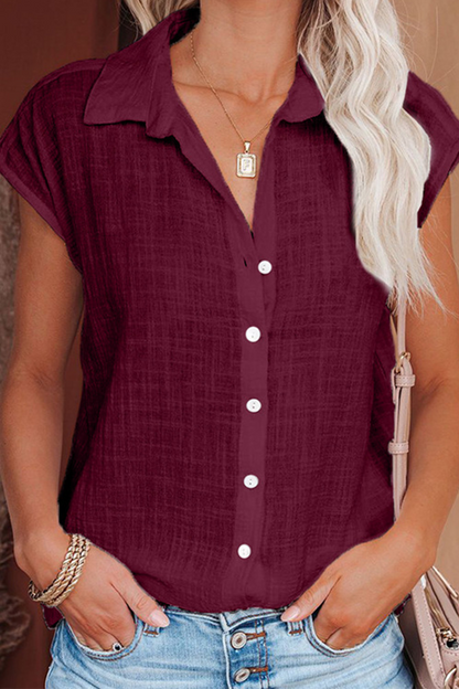 Blusas casuales de cuello vuelto con parches lisos (6 colores)