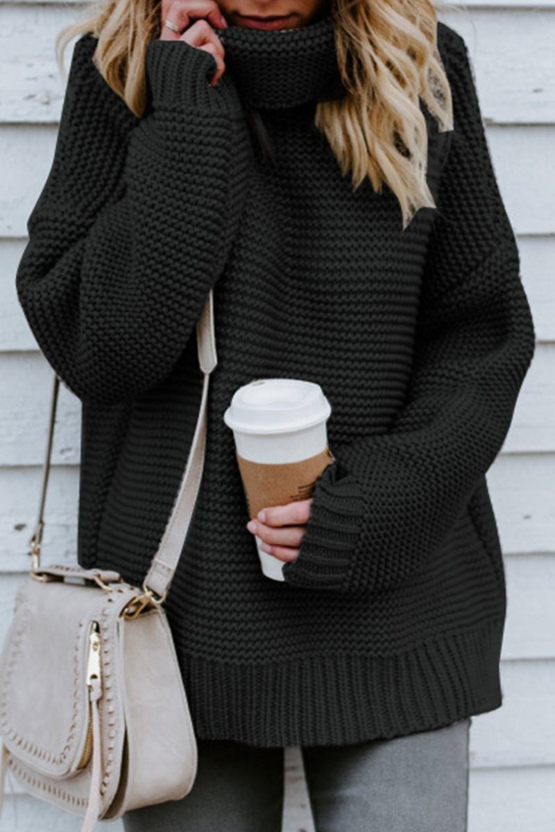 Fashion Solid Patchwork Turtleneck Tops(7 Colors)